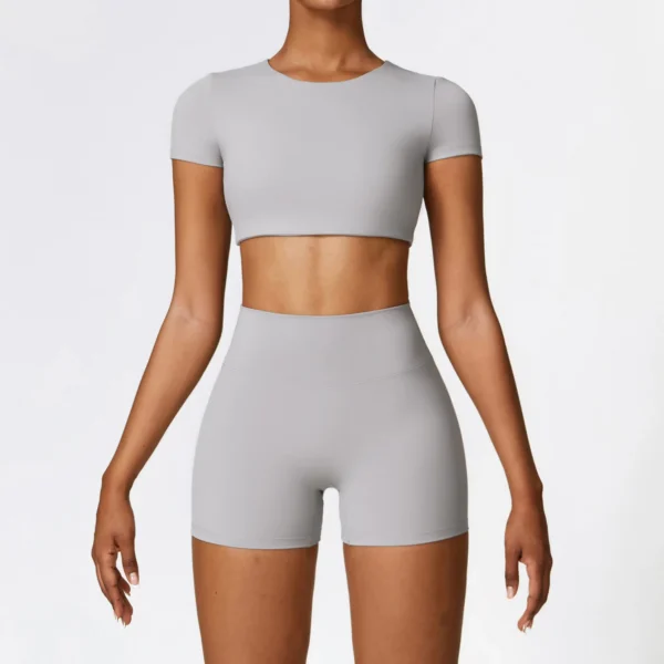 2PCS Yoga Set Women Gym Clothing Fitness Workout Set Sportswear Female Long Sleeve Crop Top High Waist Leggings Sports Suits - Image 6