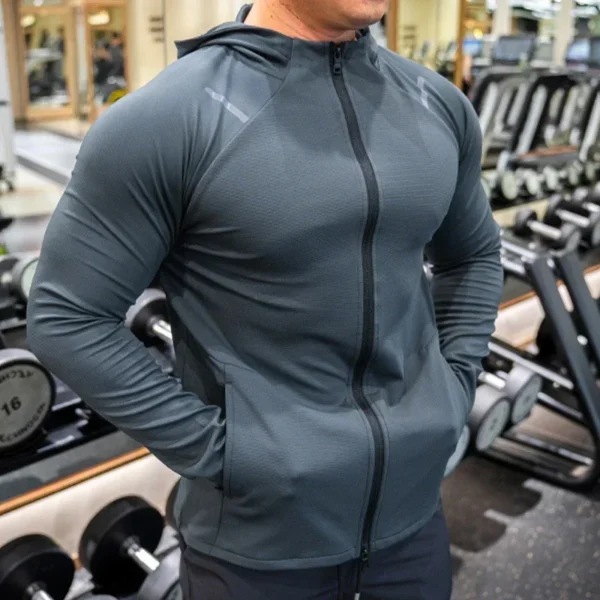 Men's Sporty Casual Hooded Jacket Basketball Fitness Training Long Sleeve High Elastic Slim Fit Sportswear Running Quick-dry Top - Image 4