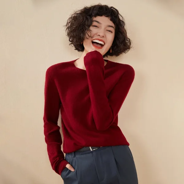 Women's pullover autumn/winter 100% pure cashmere sweater casual knitted sweater round neck loose Tops basic versatile Blouse - Image 5