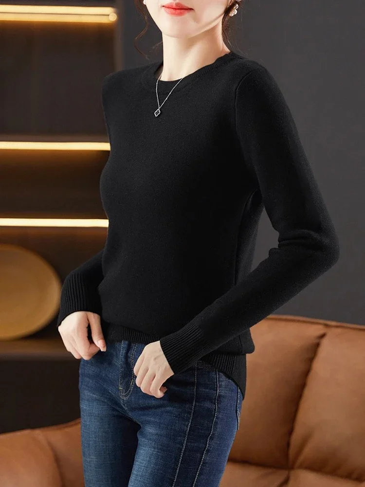 Winter O-neck Sweater Women Casual Thicken Warm Imitation Mink Lined Knit Pullover Soft Slim Knitwear Jumper Long Sleeve Tops - Image 5