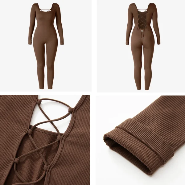 Women's One-piece Jumpsuits Long-Sleeved Overalls Sportswear Gym Clothings High Elastic Cycling Bodybuilding Bodysuit Women - Image 3