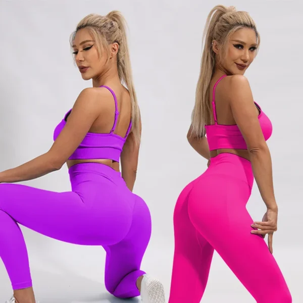 Seamless Fitness Suit Yoga Set Women Gym Clothing Push Up Workout Clothes for Woman Sportswear Scrunch Leggings Sports Bra Sets