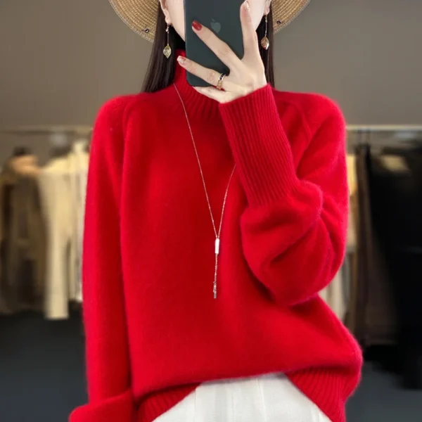 Cashmere Sweater Winter Thick Woman's Sweaters Solid Basic Jumper Female Pullover Long Sleeve 100% Wool Knitted Large Size Tops - Image 2