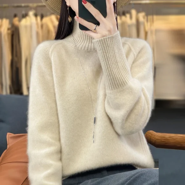 Cashmere Sweater Winter Thick Woman's Sweaters Solid Basic Jumper Female Pullover Long Sleeve 100% Wool Knitted Large Size Tops - Image 5