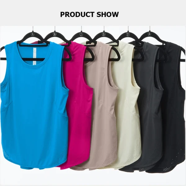 Summer Sleeveless Yoga T-Shirt Women Loose Fitness Running Tank Top Breathable Quick Dry Gym Vest Female Workout Sportswear - Image 3