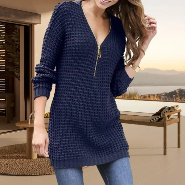 Casual Knitted Sweater Women Streetwear V Neck Long Sleeve Pullovers Loose Solid Coat 2024 Autumn Winter Fashion Women's Sweater - Image 5
