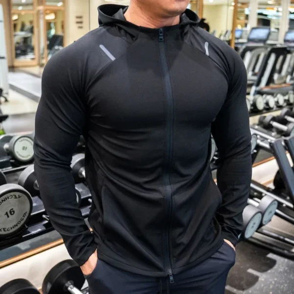 Men's Sporty Casual Hooded Jacket Basketball Fitness Training Long Sleeve High Elastic Slim Fit Sportswear Running Quick-dry Top - Image 6