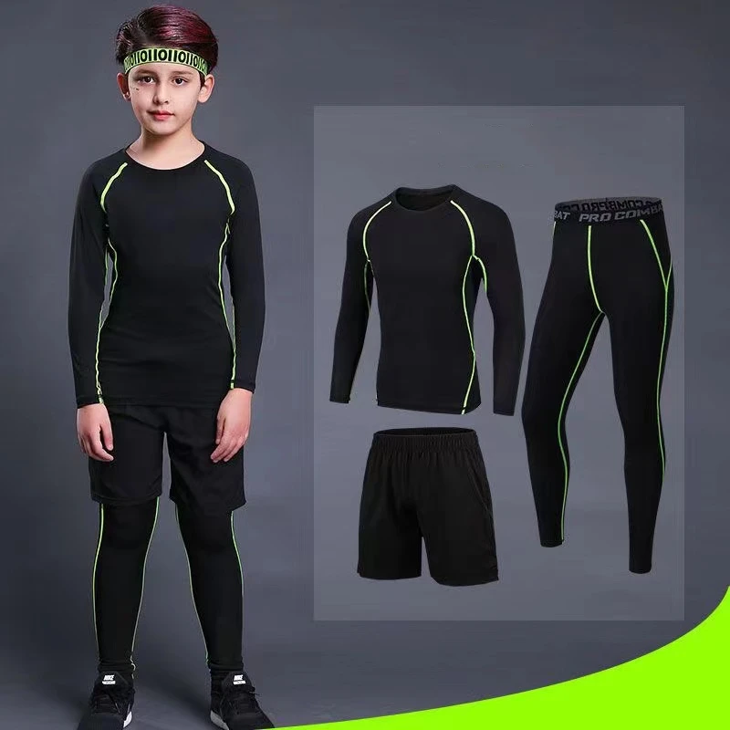 Kids Sports Running Set 2024 Boy Jogging Basketball Underwear Sportswear Gym Tights Breathable Soccer Tracksuit Training Clothes - Image 2