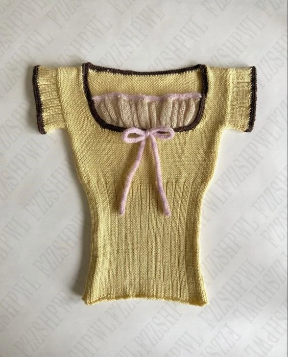 Spring autumn super sweet cute three-dimensional bow Y2K knit sweater fairy tale core elegant chic knit short sleeve jumper tops