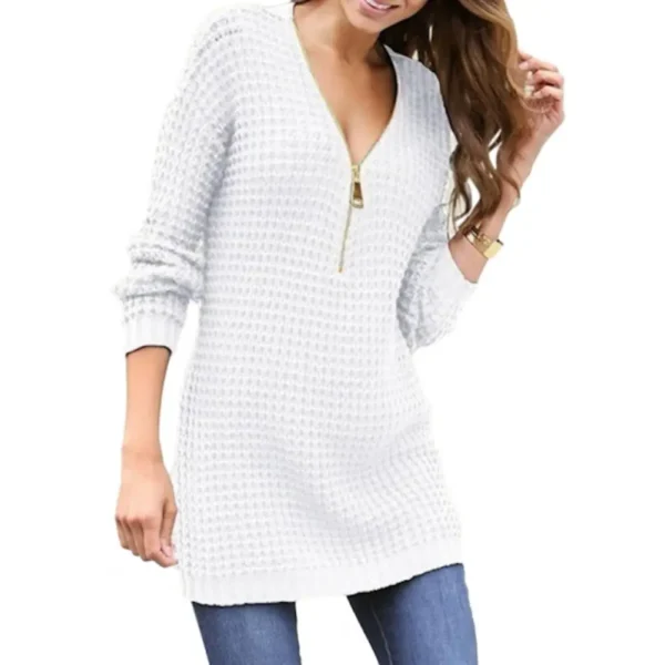 Casual Knitted Sweater Women Streetwear V Neck Long Sleeve Pullovers Loose Solid Coat 2024 Autumn Winter Fashion Women's Sweater - Image 2