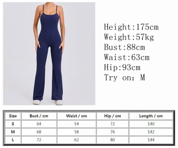 Fitness Overalls Flared Sports Jumpsuit Women Sportswear 2024 Yoga Workout Set Women Outfit Activewear Monos Largos Red Blue New - Image 5