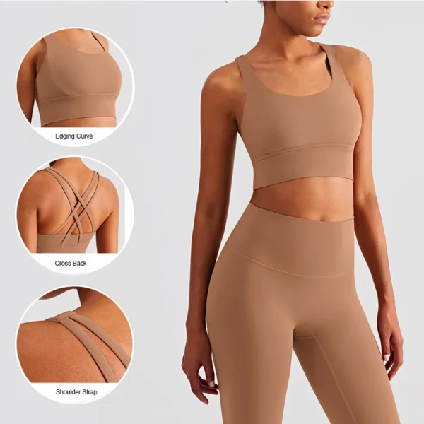 Women's Sports Set Yoga Clothing Gym Suit for Fitness High Waist Running Pants Sport Bra Workout Sportswear 2Pcs Piece Female - Image 6