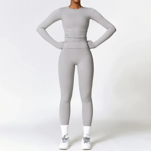 2/3PCS Yoga Set Women Workout Set Seamless Sportswear Gym Clothing Fitness Long Sleeve Crop Top High Waist Leggings Sports Suits - Image 5