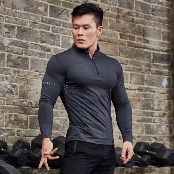 Plus Size Men Compression Sport T-Shirt Top Long Sleeve Gym Running Clothing Fitness Tight Sportswear Hiking Rashgard Sweatshirt - Image 4