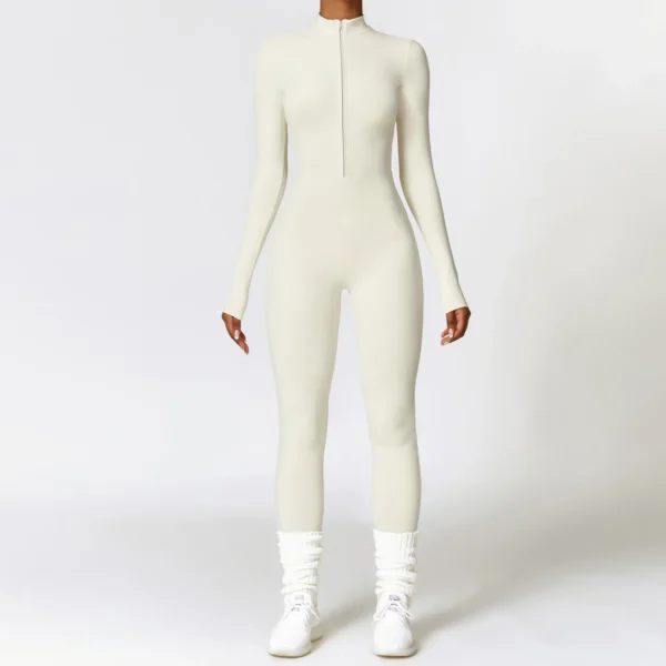 Women's Long Sleeved One-piece Sportswear Zipper Yoga Rompers Gym Jumpsuits Workout High-intensity Skin-tight Fitness Garment - Image 4