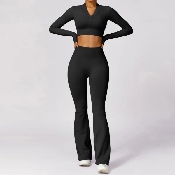 2PCS Seamless Yoga Set Gym Clothes Sportswear Yoga Suits For Women Fitness Set Tracksuits Zipper Long Sleeves Workout Leggings - Image 3