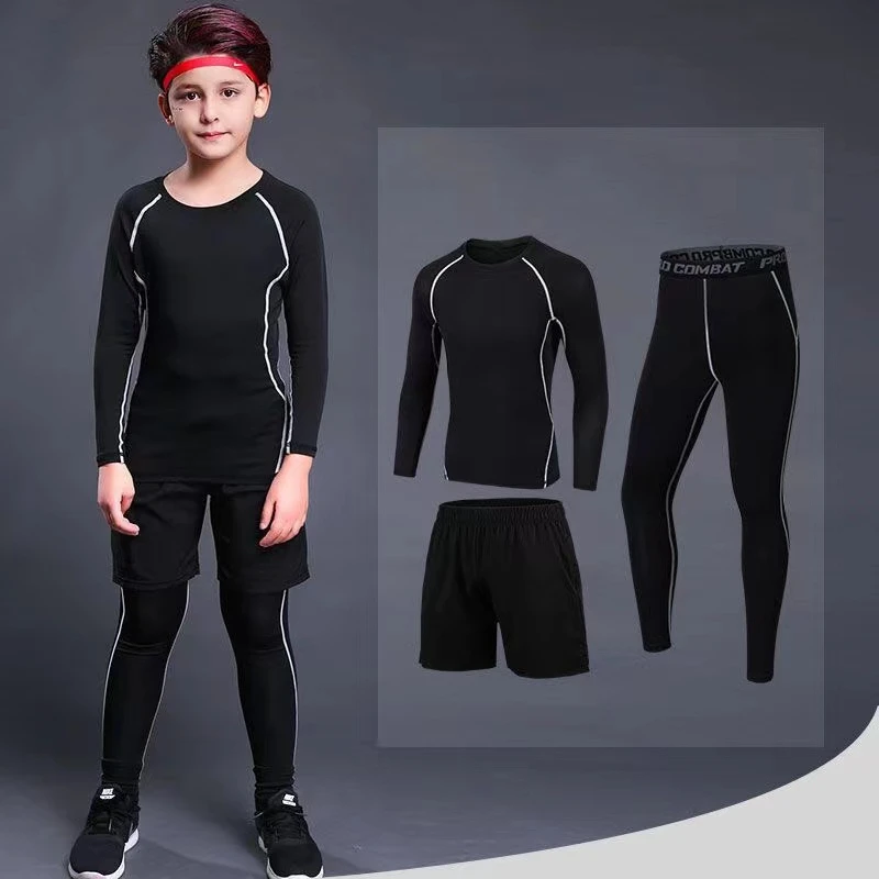 Kids Sports Running Set 2024 Boy Jogging Basketball Underwear Sportswear Gym Tights Breathable Soccer Tracksuit Training Clothes - Image 5