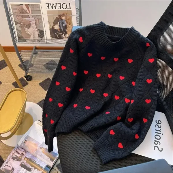 Pullovers Women Tops Knitted Round Neck Full Sleeve Casual Top Sweaters Jumpers Twist Elegant Splice Thick Warm Autumn Winter - Image 2