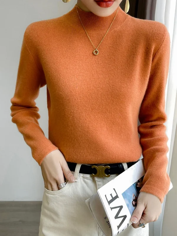 Women's Half Turtleneck Sweater Fall and Winter Inner Wear Bottoming Shirt Slim-Fit Figure Flattering Sweater New Versatile Top - Image 3
