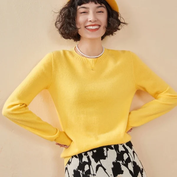 Women's pullover autumn/winter 100% pure cashmere sweater casual knitted sweater round neck loose Tops basic versatile Blouse - Image 3