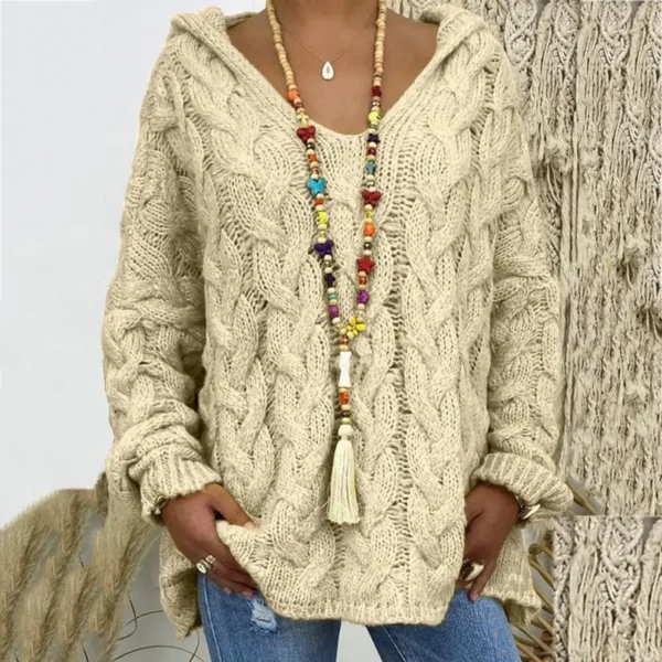 Classic Pullover Sweater Ribbed Thermal Warm Women Pullover Solid Simple Elegant Knitted Sweater