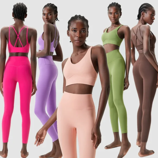 Women Two Pieces Fitness Yoga Set Buttery Soft Stretch Fabric Gym Suit Slim Fit Breathable Quick Dry Sportswear Workout Clothes - Image 3