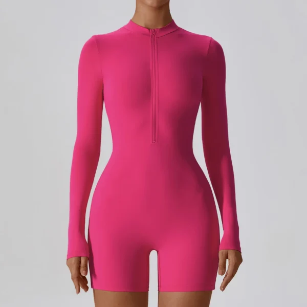 Zipper Long Sleeve Boilersuit Women's Workout Tracksuit Sportswear Yoga Set Dance Fitness Bodysuit Sexy Gym Clothes Yoga Suit - Image 2