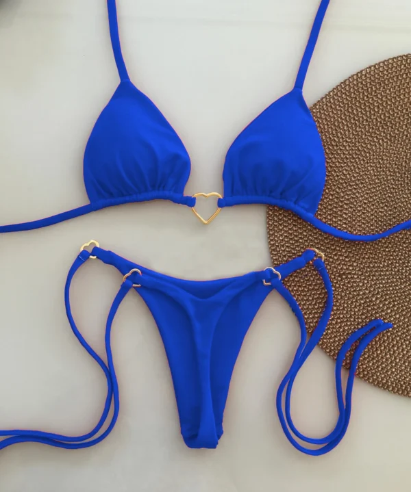 2024 New Sexy Low Waisted Bikini Set Swimsuit Female Swimwear Women Solid Red Strappy Beachwear Bathing Suits Brazilian biquini - Image 3