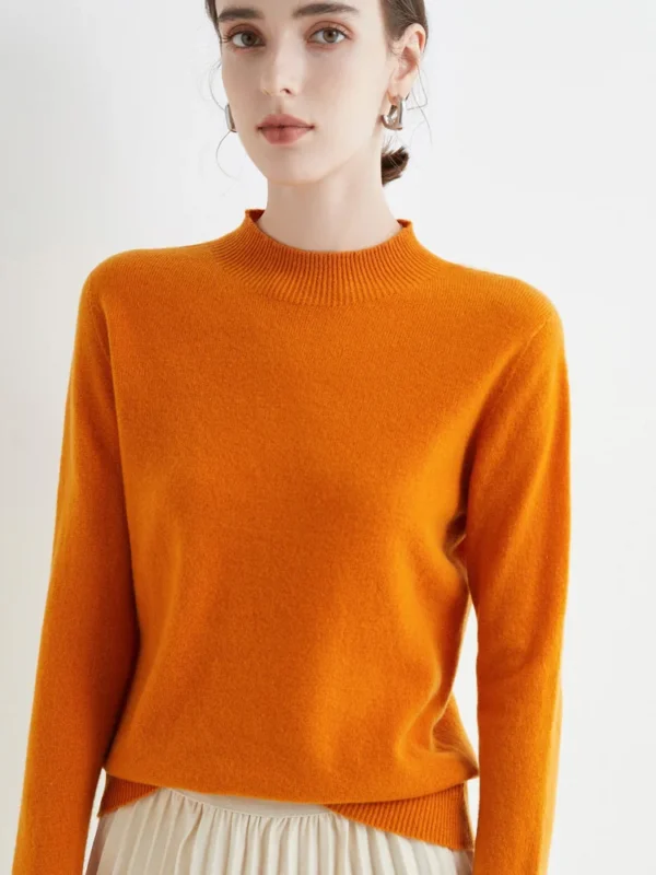 AOSSVIAO 2024 Autumn Winter Solid Mock-neck Pullover Sweater For Women Casual Knitwear Female Clothing Basic Soft Tops - Image 4