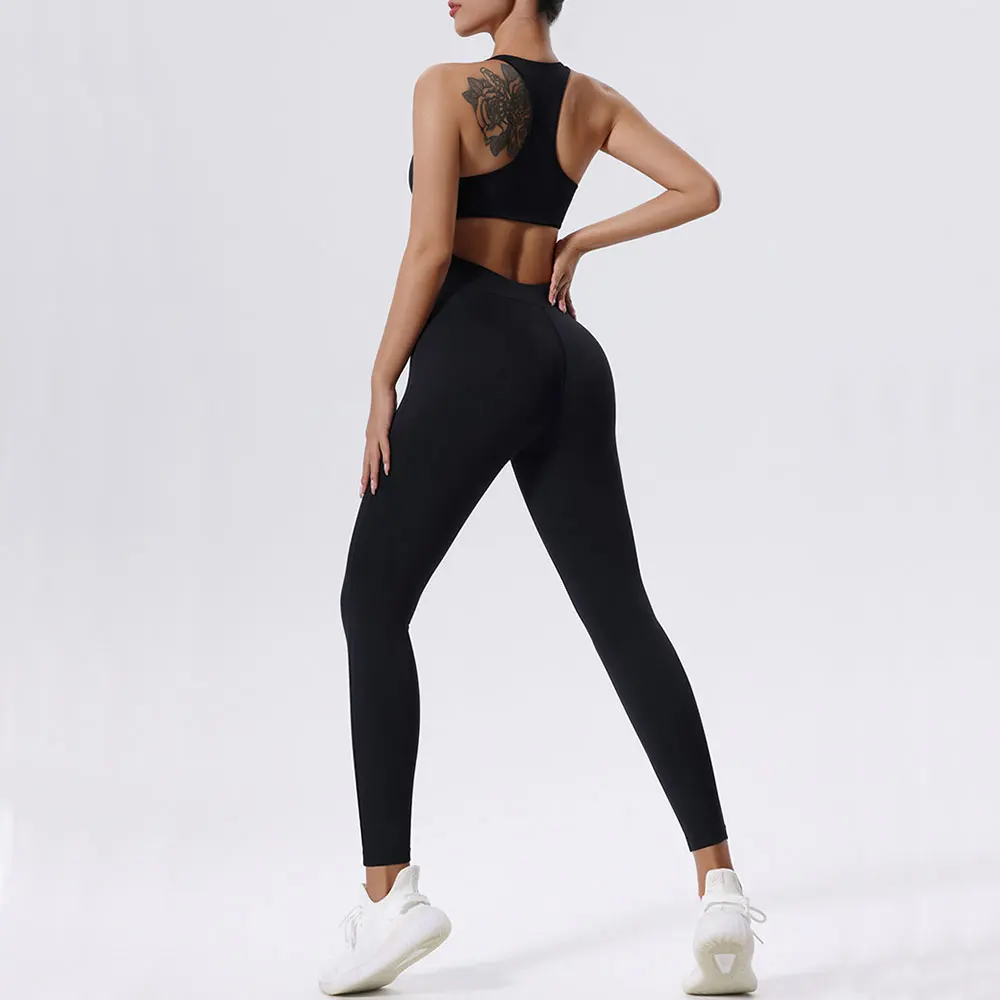 Women's Tracksuit Yoga Set Zipper Jumpsuits One Piece Fitness Sportswear Workout Rompers Sportswear Gym Set Workout Clothes - Image 3