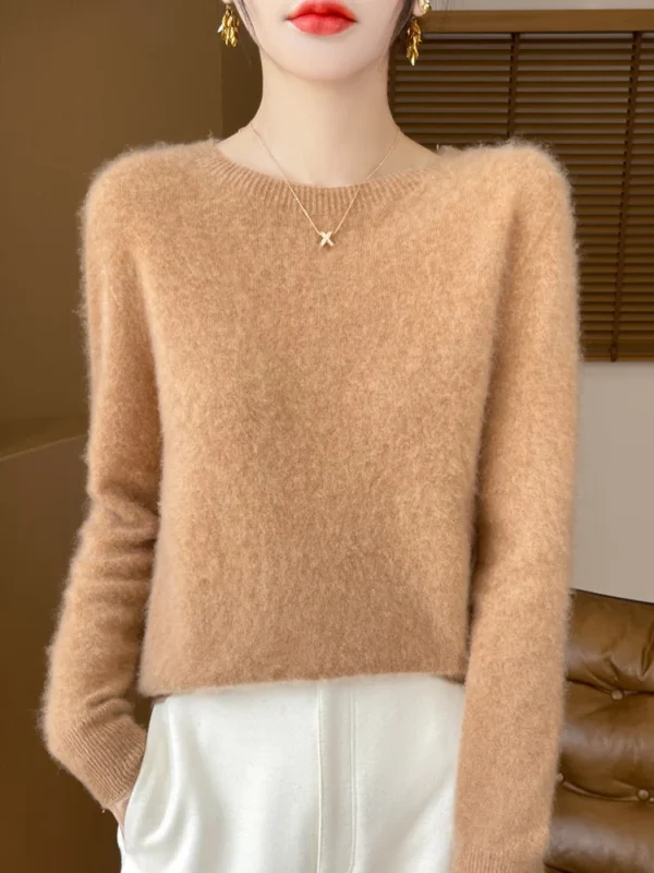 Autumn Winter Women Clothing O-Neck Pullover 100% Merino Wool Sweater New Fashion Cashmere Tops Bottoming Long Sleeve Knitwear - Image 5