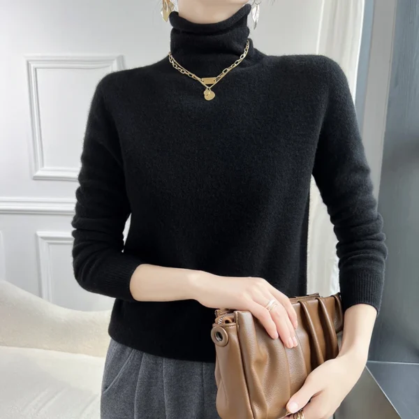 WinvyNee Women Clothing 100% Wool Sweater Stacked Collar Long Sleeve Solid Pullovers Soft Knitwear Tops Autumn Winter A1263016 - Image 5