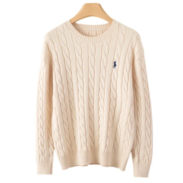 Couple's boutique high-end embroidered knitted women's cashmere sweater round neck men's pullover long sleeved new cashmere swea - Image 2
