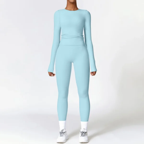 2/3PCS Yoga Set Women Workout Set Seamless Sportswear Gym Clothing Fitness Long Sleeve Crop Top High Waist Leggings Sports Suits - Image 3