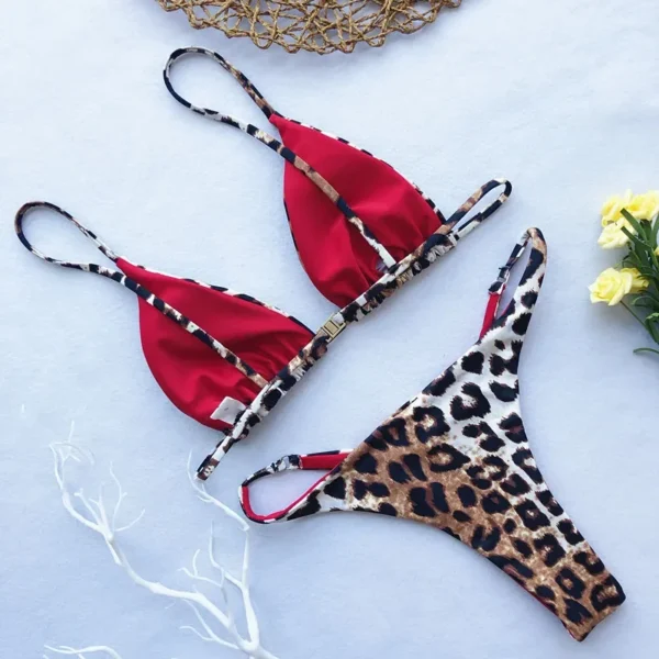 2024 Micro Leopard Bikini Women High Cut Bandage Push Up Swimsuit Sexy Bathing Suit Padded Thong Swimwear,summer Beach Vacation - Image 6