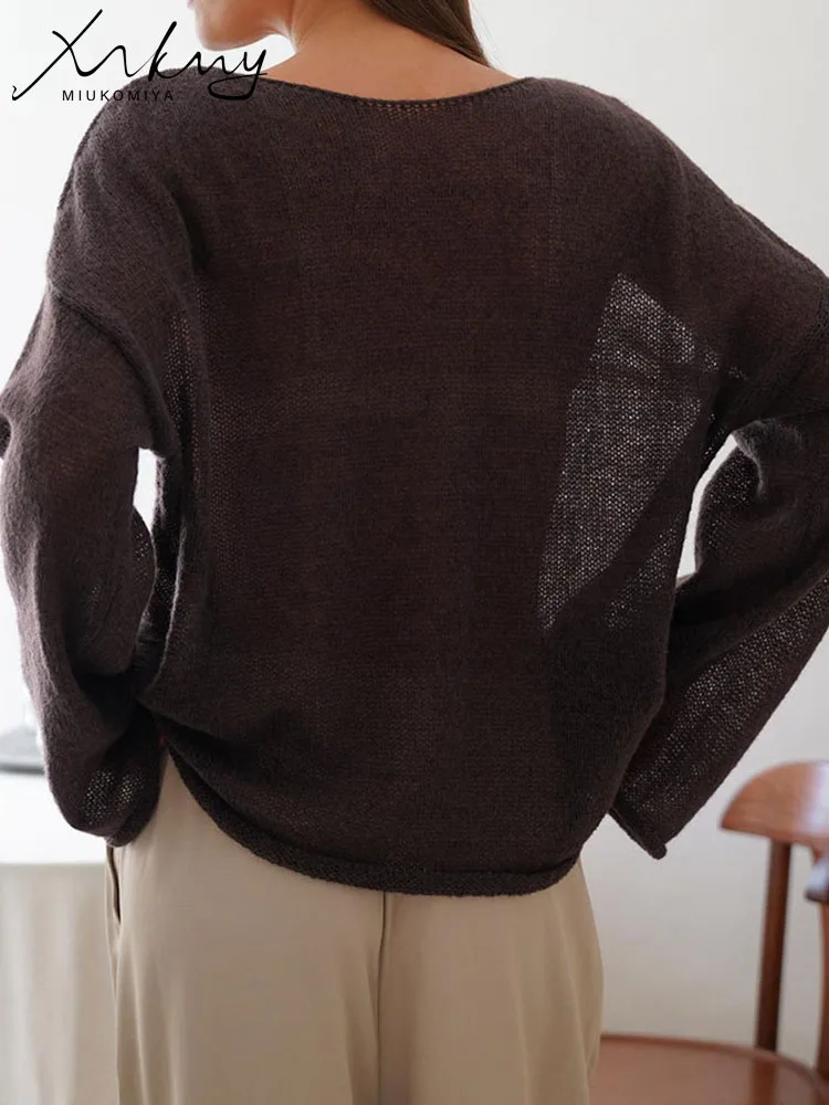 T Shirts Oversize Thin Knitted Pullovers Women Summer Trumpet Long Sleeve T Shirt For Women Loose Top Tees Transparent Sweater - Image 6