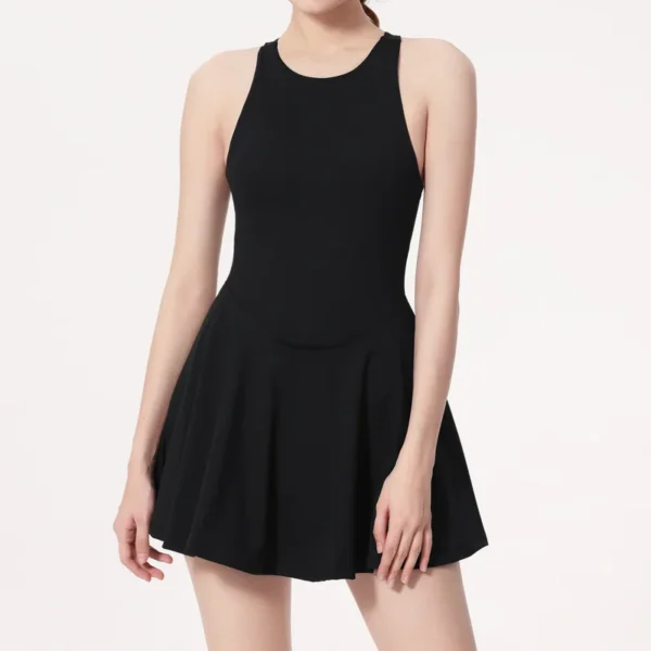 Gym Set Fitness Bodysuit Sportswear Women Romper Short Skirt Jumpsuit Sleeveless Workout Clothes Push Up One-piece Yoga Suit - Image 6