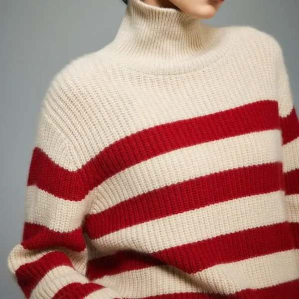 Red Striped Sweater White Jumpers Autumn Winter Long Sleeve Women Thick Y2k Black Spring 2024 Sweaters Y2k E-girl Pullovers - Image 4