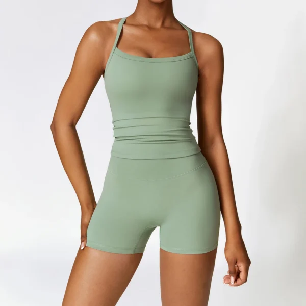 2PCS Yoga Set Women Gym Clothing Fitness Workout Set Sportswear Female Long Sleeve Crop Top High Waist Leggings Sports Suits - Image 5