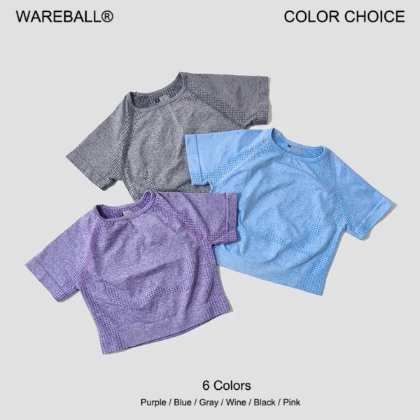 Women Seamless Yoga Shirt Fitness Short Sleeve Crop Top Workout Tops Gym Clothes For Women Running Sport T-shirts Sportswear