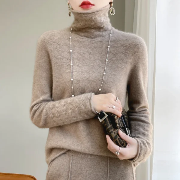 Autumn and winter 2023 new women's high neck pullover 100% merino wool knitting fashion soft top casual loose cashmere sweater
