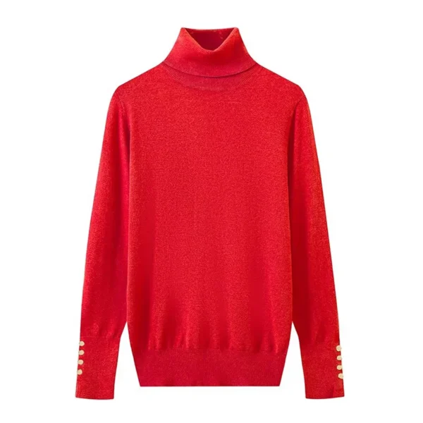 YENKYE Autumn 2023 Women Long Sleeve Basic Turtleneck Knit Sweater Casual Pullover Knitwear - Image 4