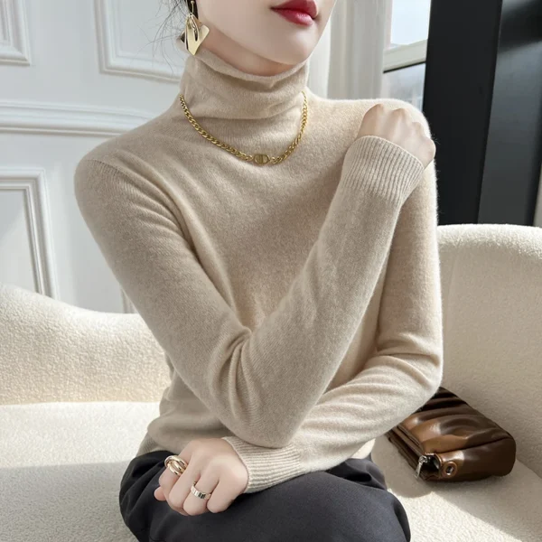 WinvyNee Women Clothing 100% Wool Sweater Stacked Collar Long Sleeve Solid Pullovers Soft Knitwear Tops Autumn Winter A1263016 - Image 2