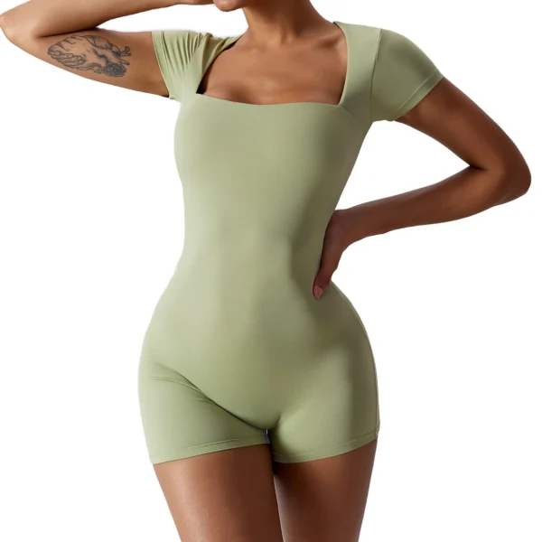 Yoga Set Women Jumpsuits Short One Piece Sports Suit Short Sleeve Gym Clothes Push Up Training Fitness Yoga Bodysuit Sportswear - Image 5
