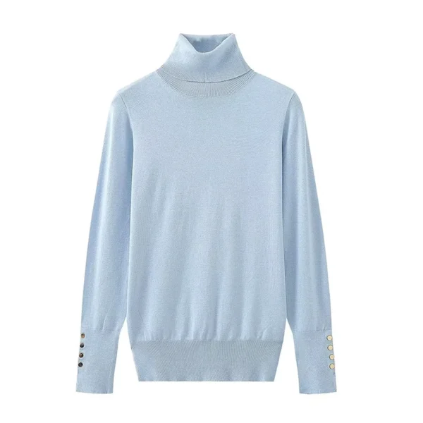 YENKYE Autumn 2023 Women Long Sleeve Basic Turtleneck Knit Sweater Casual Pullover Knitwear - Image 2
