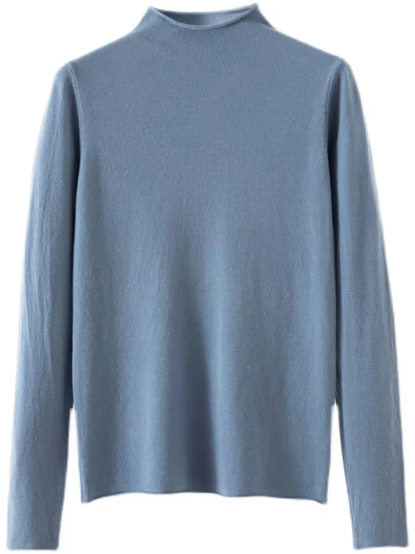 Autumn Winter New Half Turtleneck Sweater Women's Large Size Loose Basic Pure Color Wild Knitted Bottoming Shirt Soft Stretch - Image 6