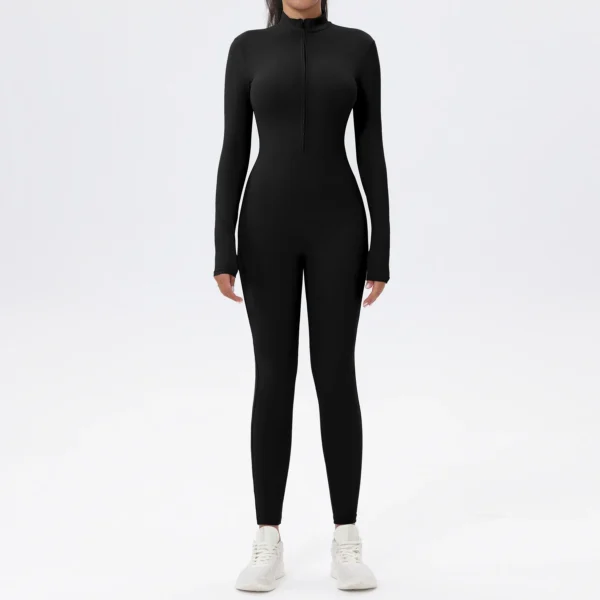 Yoga Boilersuit Long Sleeved Women's Sportswear Gym Zipper Jumpsuits Workout High-intensity Fitness One-piece Skin-tight Garment - Image 6