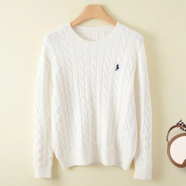 Couple's boutique high-end embroidered knitted women's cashmere sweater round neck men's pullover long sleeved new cashmere swea - Image 4