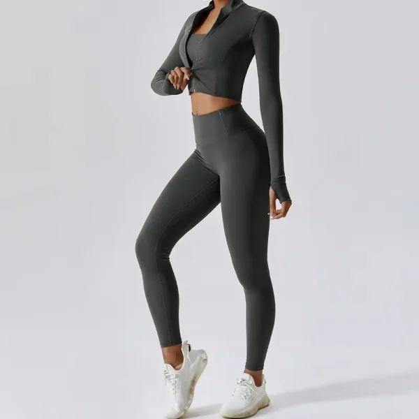 Yoga Set 3Pcs Sports Set Women Workout Suit Quick-Drying Yoga Clothes Gym Jackets Sportswear Female Running Jackets Set Women - Image 4