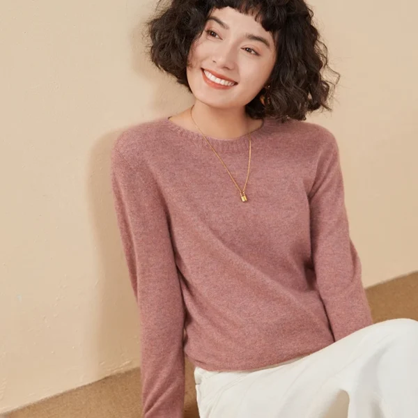 Women's pullover autumn/winter 100% pure cashmere sweater casual knitted sweater round neck loose Tops basic versatile Blouse - Image 2